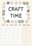 Craft time hygge month calendar with with candles and yarn ornament. Cozy boho planner with candles and yarn ornament. Cute