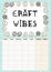 Craft vibes hygge month calendar with with candles and yarn ornament. Cozy boho planner with candles and yarn ornament. Cute