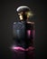 Crafted to Perfection: A Beautiful Perfume Bottle with Golden and Colorful Details, Made by Generative AI