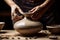 Crafting Elegance Skilled Hands Shaping a Beautiful Pottery Vase. created with Generative AI