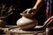 Crafting Elegance Skilled Hands Shaping a Beautiful Pottery Vase. created with Generative AI
