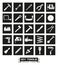 Crafting tools Square Black Icon Set
