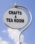 Crafts and Tea Room Sign in Battlesbridge, Essex