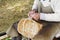 Craftsman making baskets