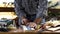 Craftsman at work on wooden boards. Carpentry.