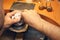 Craftsperson using a steel graver in his work