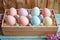 Crafty Easter gift idea Pastel colored eggs arranged in box