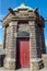 Craig goch valve tower elan valley on a bright sunny day in march 2020 winter