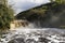 Crammel Linn waterfall on the Norhumberland Cumbria border, UK in full flow