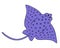 Cramp-fish. Marine cartilaginous fish with a long tail. Vector illustration. A purple ocean dweller with a spotted back. Skat.