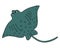 Cramp-fish.Marine cartilaginous fish with a long tail and wings. Vector illustration. A green inhabitant of the ocean