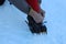Crampons on trekking shoes in High Tatras