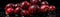 Cranberries With Droplets Standing On Black Background Wide Panoramic. Generative AI