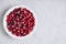 Cranberries. Frozen cranberry in bowl on gray stone background