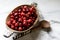 Cranberries in wooden Bowl