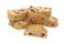 Cranberry almond biscotti with white chocolate on a white background
