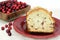 Cranberry Almond Pound Cake with copy space.