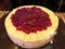 Cranberry cheesecake in a wonderful dessert buffet spread.