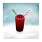 Cranberry Christmas Cocktail Winter Vector