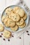 Cranberry Orange Shortbread Cookies are the perfect holiday cookie for the festive season closeup on the plate. Vertical top view