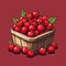 Cranberry Pixel Art: A Colorful Basket Of Cherries In 8-bit Style