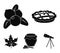 Cranberry, pumpkin pie, honey pot, maple leaf.Canada thanksgiving day set collection icons in black style vector symbol
