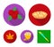 Cranberry, pumpkin pie, honey pot, maple leaf.Canada thanksgiving day set collection icons in flat style vector symbol