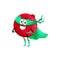 Cranberry superhero in cape, cartoon vector berry