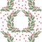 cranberry wreath with leaves and berries vector seamless pattern