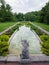 Cranbrook schools fountain. The West Terrace Reflecting Pool. American private middle school high school.