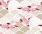 Crane bird traditional kimono pattern vector sketch illustration line art japanese chinese oriental design