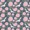 Crane birds, peony flowers. Floral repeating ornate pattern. Watercolor