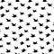 Crane Birds Seamless Pattern with Simple Birds Silhouettes