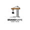 Crane, Building, Construction, Constructing, Tower Business Logo Template. Flat Color