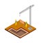Crane constructer barrier icon. Isometric design. Vector graphic
