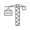 Crane and container, line icon logistic and construction relate