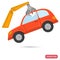 Crane hold the car for recycling color flat icon