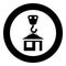 Crane hook lifts home Holds roof house icon in circle round black color vector illustration flat style image