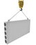 Crane hook lifts up concrete plate isolated