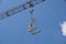 Crane lifting Pallet .Blue sky on background