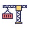 Crane, logistic crane, container, lifter fully editable vector icon