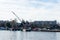 Crane mounted on a barge in Lake Union Seattle, Washington
