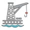 Crane port icon, cartoon style