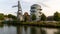 crane, residential tower and bar restaurant along the canal in oog in Al Utrecht