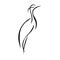 Crane silhouette drawn in black lines on a white background. Linear style bird heron. Logo for prints, tattoo, emblem