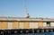 Crane on wharf cargo sheds