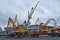 Cranes in action on the halden harbor