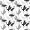 Cranes birds seamless pattern