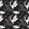 Cranes birds seamless pattern