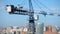 Cranes, construction crane equipment over building. technology transportation